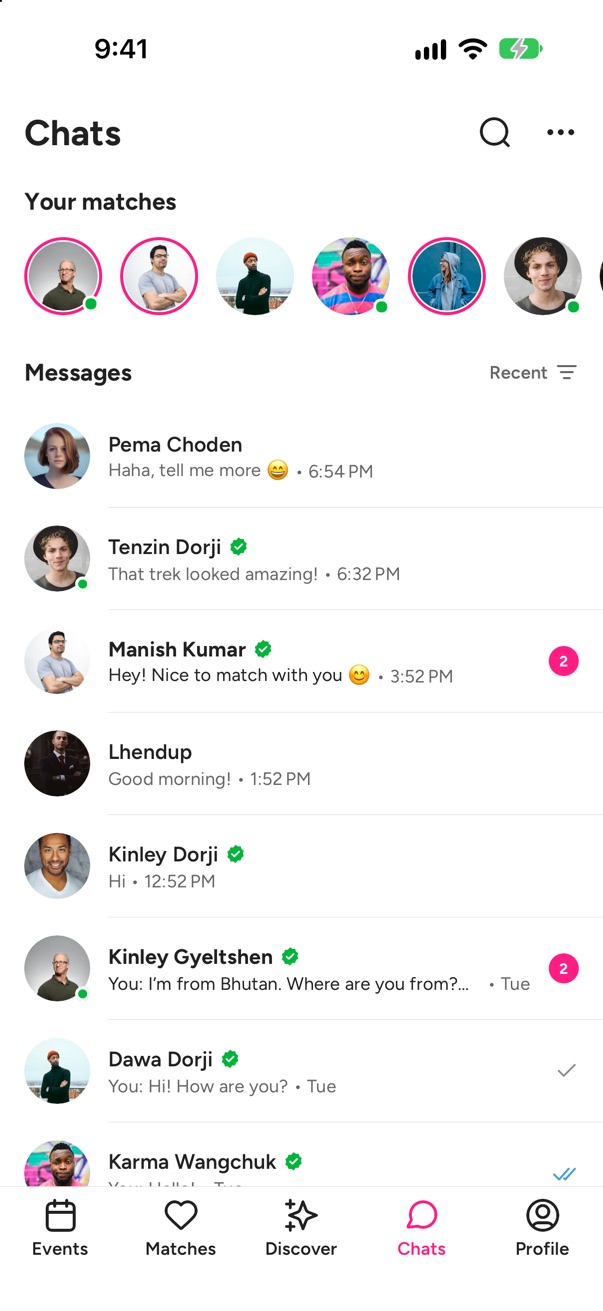arogaro chats list with recent conversations